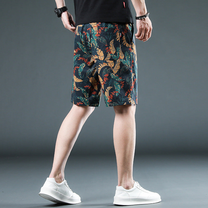 Wholesale Beach Pants Men Summer Casual Retro Print Loose Thin Section Large Size Five Pants Quick Dry Swimwear